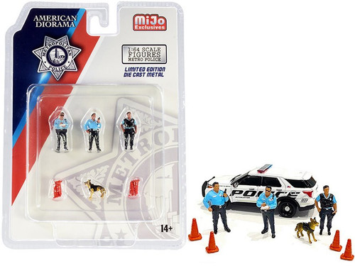 Metro Police Figure Set, Multi - American Diorama AD-76459MJ - 1/64 Figurine - Diorama Accessory