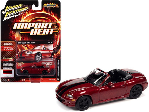 1999 Mazda MX5 Miata, Burgundy - Johnny Lightning JLSP111-24B - 1/64 scale Diecast Model Toy Car