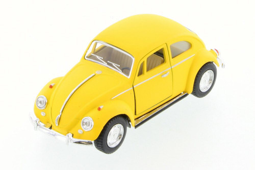 1967 Volkswagen Classic Beetle, Yellow - Kinsmart 5057DM - 1/32 Scale Diecast Model Toy Car