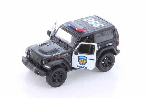 2018 Jeep Wrangler Rubicon Police Hard Top, Black and White - Kinsmart 5412DP - 1/34 Diecast Car