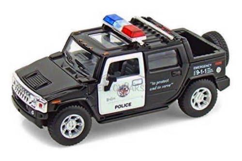 2005 Hummer H2 SUT Police Pickup Truck, Red - Kinsmart 5097DP - 1/40 scale Diecast Model Toy Car