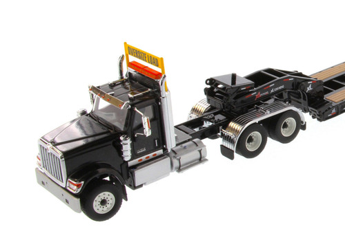 International HX520 SFFA Tandem Tractor with XL 120 Low-Profile HDG  Trailer, Black - Diecast Masters 71017 - 1/50 scale Diecast Model Toy Car