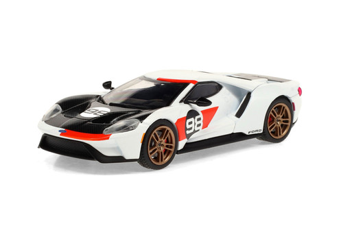 2021 Ford GT #98 Tribute to Ford MKII Ken Miles and Lloyd Ruby 1966 24 Hours of Daytona, White /Black/Red - Greenlight 86192 - 1/43 scale Diecast Model Toy Car