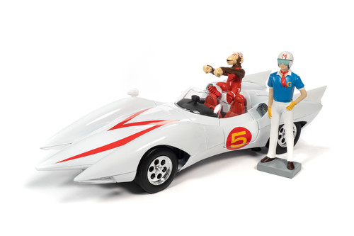 Speed Racer Mach 5 with Chim Chim and Speed Racer Figures. , Speed Racer - Auto World AWSS124 - 1/18 scale Diecast Model Toy Car