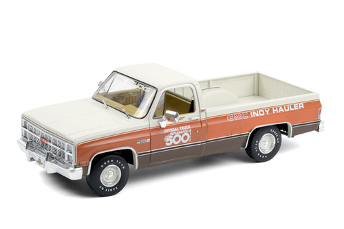 1983 GMC Sierra Classic 1500 67th Annual Indianapolis 500 Mile Race Official Truck, Cream/Ivory and Orange - Greenlight 13564 - 1/18 scale Diecast Model Toy Car