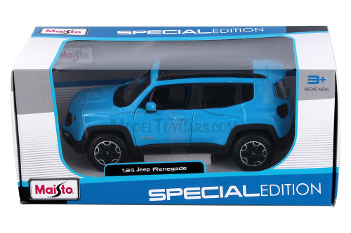 2017 Jeep Renegade SUV, Blue - Maisto 31282BU - 1/24 scale Diecast Model Toy Car