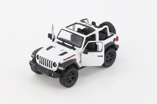2018 Jeep Wrangler Rubicon Open Top, White - Kinsmart 5412DA/WT - 1/34 scale Diecast Model Toy Car