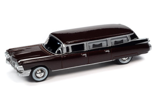 1959 Cadillac Hearse, Brown - Johnny Lightning JLSP113/24 - 1/64 scale Diecast Model Toy Car