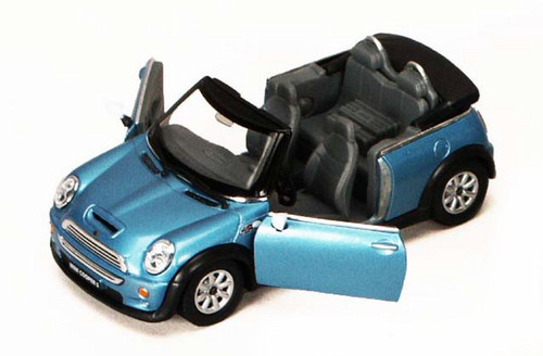 Mini Cooper S Convertible, Blue - Kinsmart 5089D - 1/28 Diecast Car (Brand New, but NOT IN BOX)