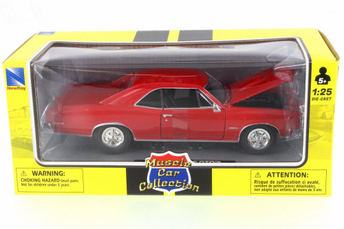 1966 Pontiac GTO, Red - New Ray 71853A - 1/24 Scale Diecast Model Toy Car