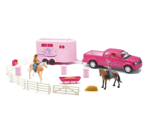 Pink Riding Academy Deluxe Set, Pink - New Ray SS-37335A - Model Toy Replica