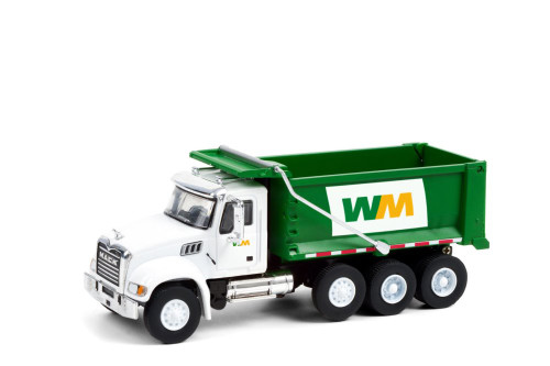 Waste Management 2020 Mack Granite Dump Truck, White & Green - Greenlight 45120B - 1/64 Diecast Car