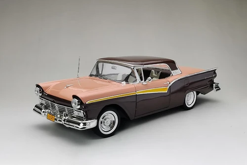 1957 Ford Fairlane 500 Skyliner, Silver Mocha Brown with Coral Sand - Sun Star 1345 - 1/18 scale Diecast Model Toy Car