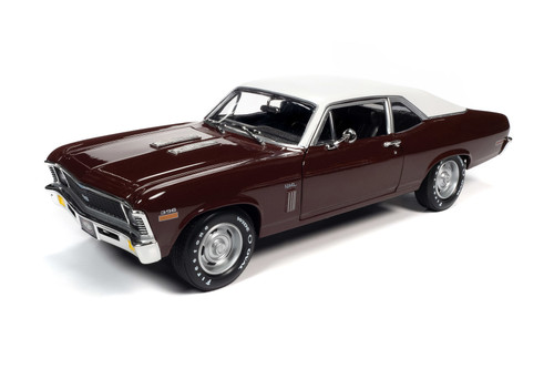Muscle Car & Corvette Nationals (MCACN) 1970 Chevy Nova SS 396, Black Cherry Red and White - Auto World AMM1230 - 1/18 scale Diecast Model Toy Car