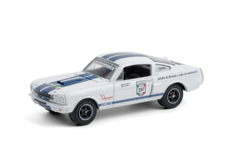 1965 Ford Mustang Shelby GT350 #397 "Palmyra Motorsport" (Rally Mexico 2011), White with Blue Stripes - Greenlight 13280/48 - 1/64 scale Diecast Model Toy Car