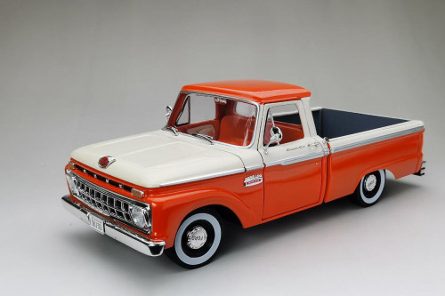 1965 Ford F-100 Custom Cab Pickup, Orange and Cream - Sun Star 1301 - 1/18 scale Diecast Car