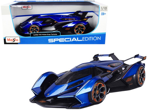 2020 Lamborghini V12 Vision Gran Turismo, Blue - Maisto 31454BU/6 - 1/18 scale Diecast Model Toy Car