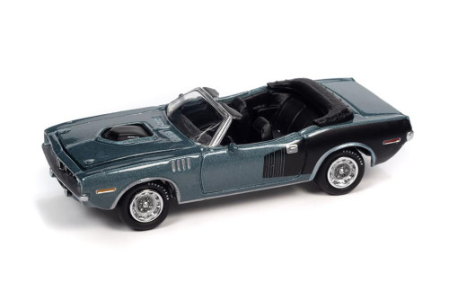 1971 Plymouth Barracuda Convertible, Winchester Gray - Johnny Lightning JLSP153 - 1/64 Diecast Car