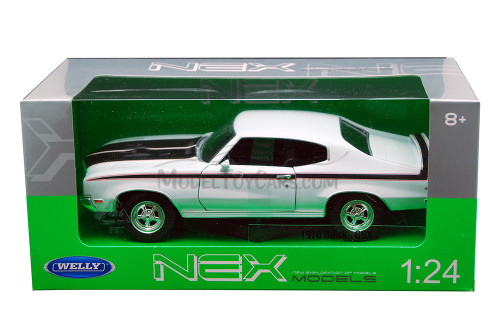 1970 Buick GSX, White - Welly 22433 - 1/24 scale Diecast Model Toy Car