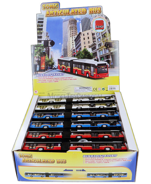  Sonic Articulated Bus with Sounds and Lights  Car Set - Box of 6  Diecast Model Cars, Assd Colors