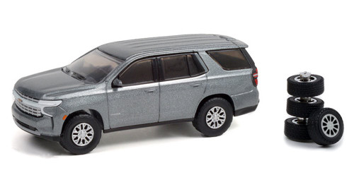 2021 Chevy Tahoe with Tires, Metallic Satin Steel Gray - Greenlight 97110E/48 - 1/64 scale Diecast Model Toy Car