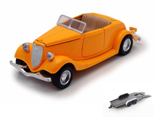 Diecast Car w/Trailer - 1934 Ford Coupe Cnvrtbl-   American 73218 - 1/24 Scale Diecast Model Car