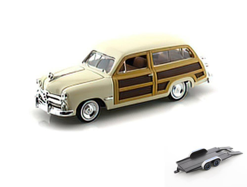 Diecast Car w/Trailer - 1949 Ford Woody Wagon, Beige/Tan - Showcasts 73260AC/BE - 1/24 Diecast Car
