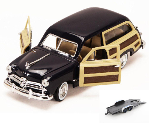 Diecast Car w/Trailer - 1949 Ford Woody Wagon, Midnight Blue - Motor Max 73260W - 1/24 Diecast Car