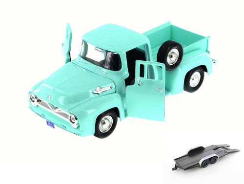 Diecast Car w/Trailer - 1955 Ford F-100 Pick Up truck,  79341WB - 1/24 Scale Diecast Model Toy Car