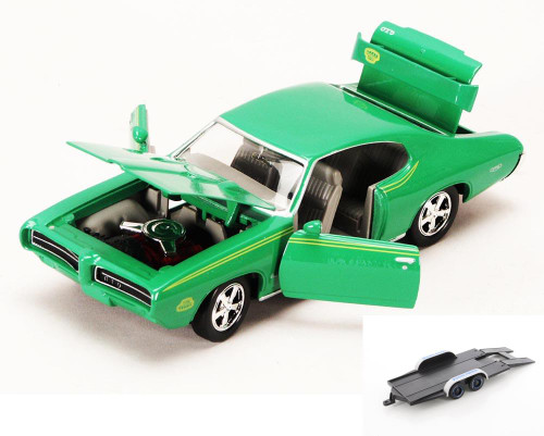 Diecast Car w/Trailer - 1969 Pontiac GTO Judge, Green - Showcasts 73242 - 1/24 scale Diecast Model Toy Car (Brand New, but NOT IN BOX)