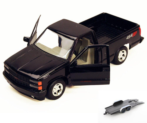 Diecast Car w/Trailer - 1992 Chevy 454SS Pick Up Truck, Black - Showcasts 73203 - 1/24 Scale Diecast Model Car (Brand New, but NOT IN BOX)