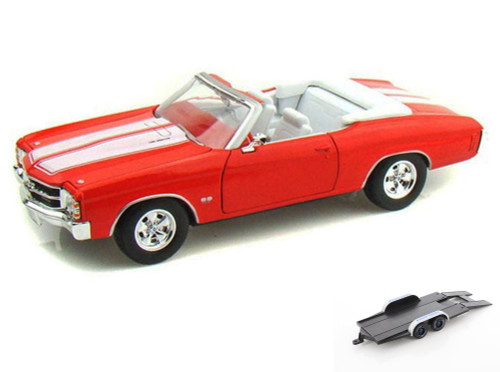 Car w/trlr 1971 Chevy Chevelle SS454 Cnvrtbl, Orange  22089 1/24 scale Diecast Model Toy Car