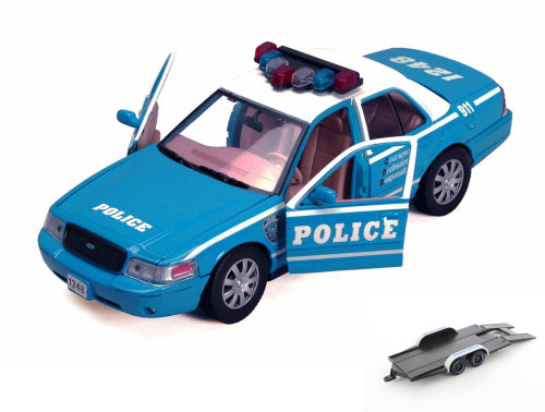Car w/trlr 2010 Ford Crown Victoria Police Interceptor 76482BUW 1/24 Scale Diecast Model Toy Car