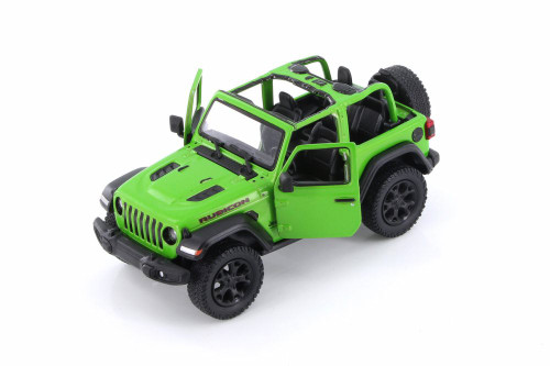2018 Jeep Wrangler Rubion Open Top, Green - Kinsmart 5412DAB - 1/34 scale Diecast Model Toy Car