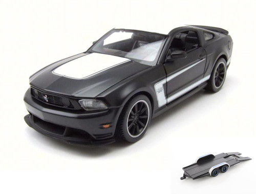 Diecast Car w/Trailer - Ford Mustang Boss 302w/ White -  31269BK - 1/24 Scale Diecast Model Toy Car