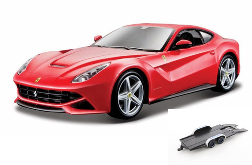 Diecast Car w/Trailer - Ferrari F12 Berlinetta, Red - Bburago