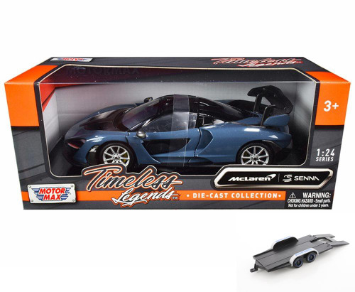 Diecast Car w/Trailer - McLaren Senna, Blue - Motor Max 79355BL - 1/24 scale Diecast Model Toy Car