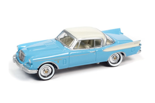 1957 Studebaker  Golden Hawk, Wedgewood Blue - Johnny Lightning JLCG025/48B - 1/64 scale Diecast Model Toy Car
