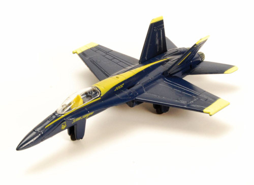 Boeing F/A-18 Hornet, Blue w/ Yellow - Motor Max 77000DT/A5 - Diecast Model Toy Car