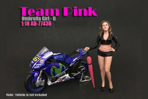 Team Pink Umbrella Girl II, American Diorama 77436 - 1/18 Scale Accessory for Diecast Cars