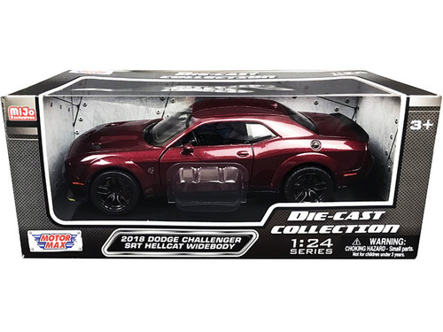 2018 Dodge Challenger SRT Hellcat, Burgundy - Motor Max 79350BUR - 1/24 scale Diecast Model Toy Car