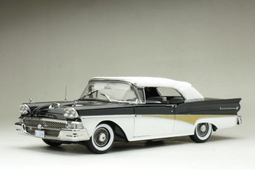 1958 Ford Fairlane 500 Closed Convertible, White and Raven Black - Sun Star  5286 - 1/18 Diecast Car