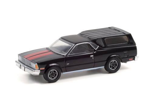 1981 Chevy El Camino with Camper Shell, Black - Greenlight 30310/48 - 1/64 scale Diecast Car