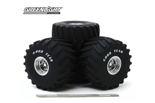 Monster Truck Goodyear Wheel & Tire Set, Black - Greenlight 13547 - 1/18 scale Diecast Acessory