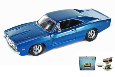 Diecast Car W Rotary Turntable 1969 Dodge Charger R T Blue Maisto   31256 MAI BLUE 11010 BDL Diecast Car W Rotary Turntable Det  75316.1691093469.386.513 