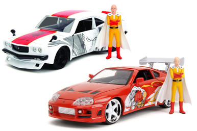 One Punch Man 2-Pack Toyota Supra & Mazda Rx-3, Red/White - Jada