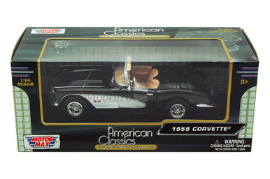 1959 Chevy Corvette Convertible, Black - Motormax 73216 - 1/24
