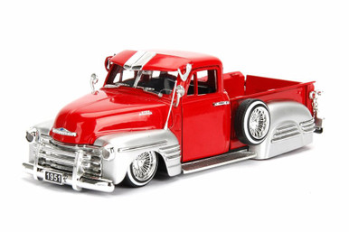 1951 Chevy Pick-Up, Red w/ Silver - JADA 97229WA1 - 1/24 Scale