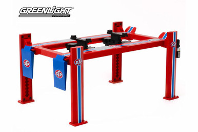 Adjustable Four-Post Lift - STP, Red with Blue - Greenlight