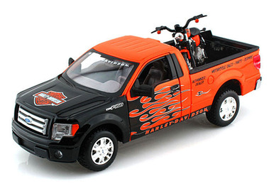 2010 Ford F-150 STX Pickup & 2007 XL 1200N Nightster 1/24 Orange w/ Black Flames 2010 Ford F-150 STX Pickup & 2007 XL 1200N Nightster 1/24 Orange w/ Black Flames